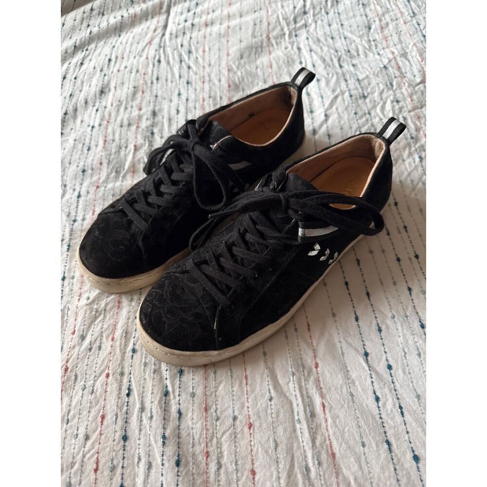 Jack Rogers Ainsley Black Suede Leather Leopard Sneakers Size 7.5 Women’s
